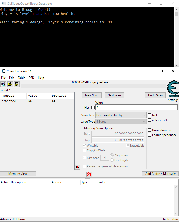 Cheat Engine :: View topic - Impossible to find adress