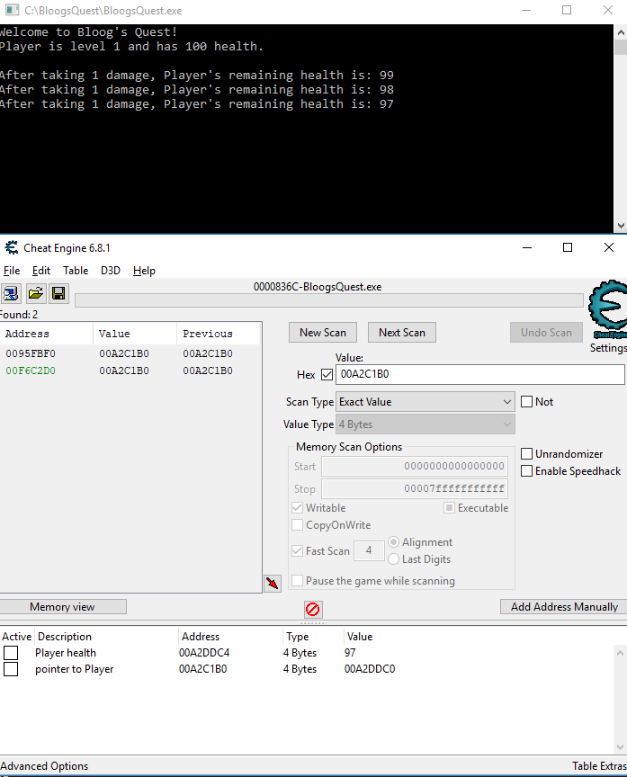 Cheat Engine :: View topic - Scan gives no result when it should.
