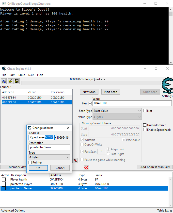 Cheat Engine Network Android PC server on NOX- Accesses and writes address